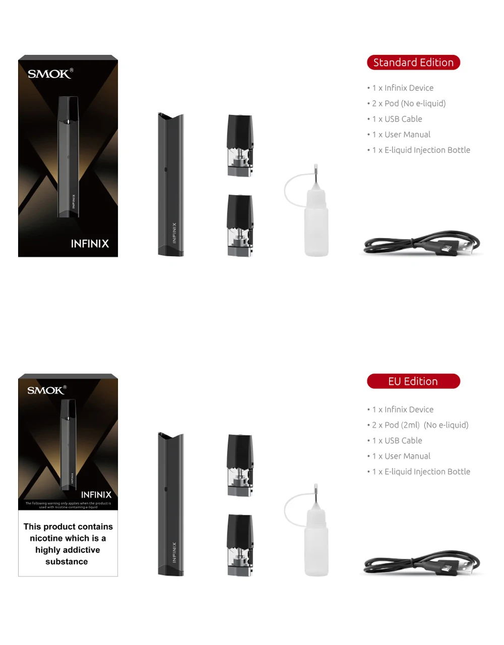 Электронная сигарета SMOK INFINIX kit электронная сигарета Vape ручка электронная сигарета электронный кальян ручка электронная сигарета стартовый набор испаритель и infinix pod 3 шт./упак