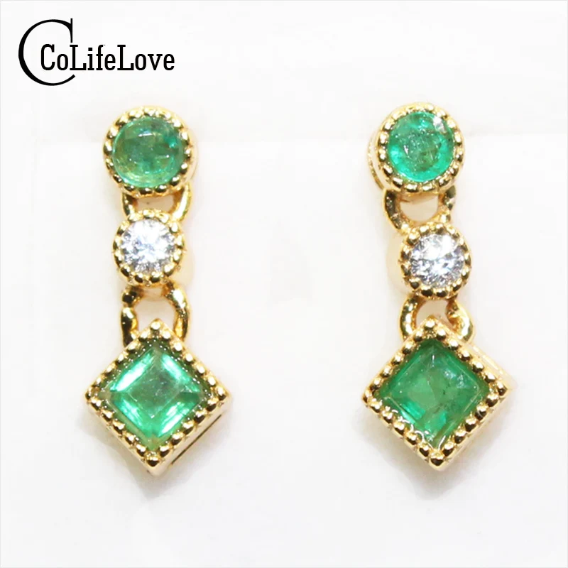 Серьги подвески из серебра 925 пробы с натуральным изумрудом|drop earrings|jewelry earringsjewelry