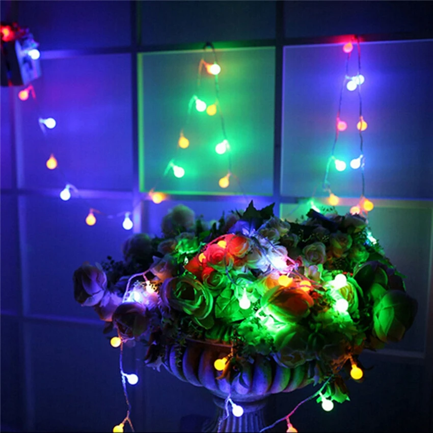 Светодиодный фонарь-гирлянда на батарейках, 20 шаров, водонепроницаемый, IP44, для сада, Рождественская гирлянда, украшения, теплый белый