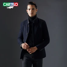 Cartelo бренд 2016 новый сращивание воротник кашемир мужчины шерстяной жакет смеси зимняя мода busines пальто однобортный
