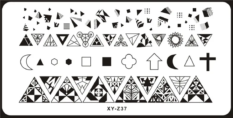 Шаблон геометрии ногтей шаблоны XY-Z серии прямоугольник художественный штамп с изображением для ногтей штамповки пластины 6*12 см - Цвет: 37