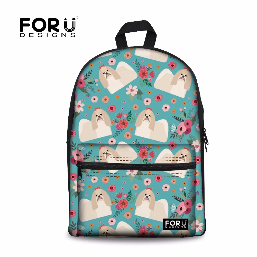 Cute Shih Tzu Print Backpack Set For Kids and Girls
