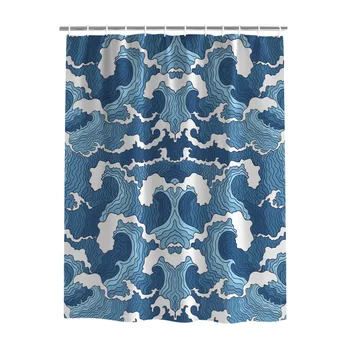 

Shower Curtains Waterproof Polyester Eco-friendly,Japanese Style,Rough waves in the sea Shower Curtains