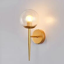 Декоративный светодиодный настенный светильник, железный ночной Светильник для чтения, лампа для дома, лестницы, винтажный Лофт, бра, настенные светильники, стеклянный шар, золотой, черный, E27