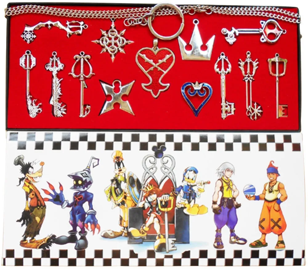 

Kingdom Hearts Keyblade Keychain Pendant Necklace Set 13pcs Halloween Carnival Cosplay For Costume Accessories
