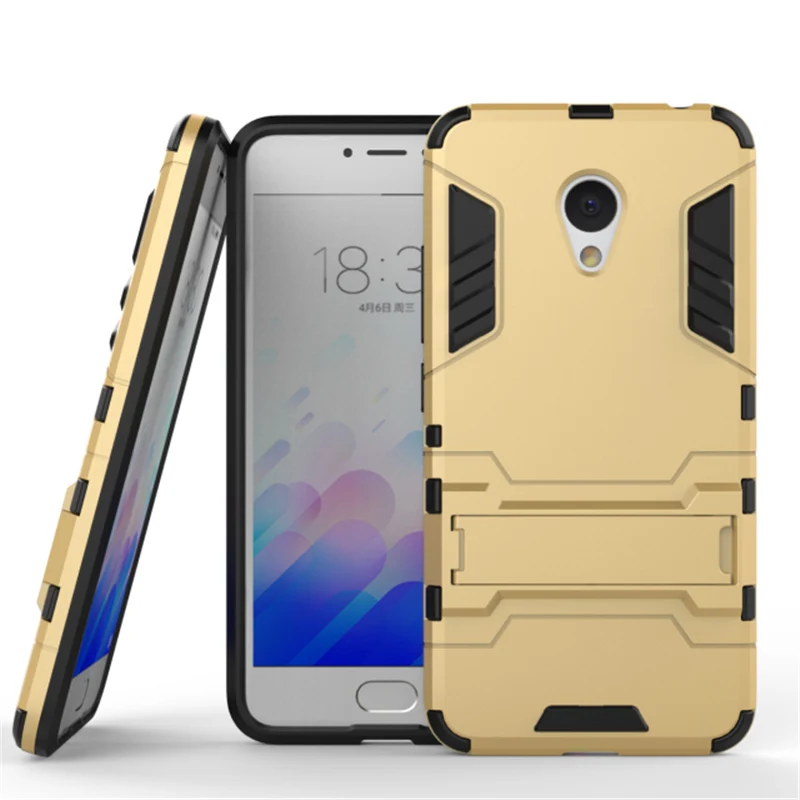 

Soft Silicon + PC Hard Armor Iron Man Fitted Case For Meizu M3S / M3 Mini/ Meizu M3 Note Phone Anti-knock Back Cover With Stand