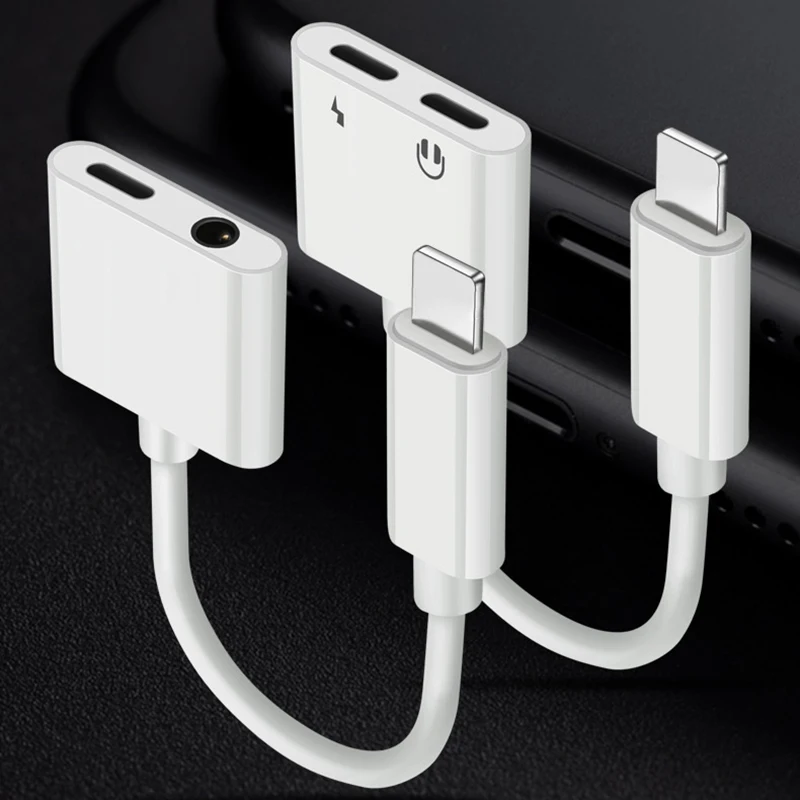 

3.5mm Jack 2in1 Charging Audio Adapter For iPhone 7Plus Earphone Cable Audio Converter For Apple iPhone 7 8 plus x Splitter