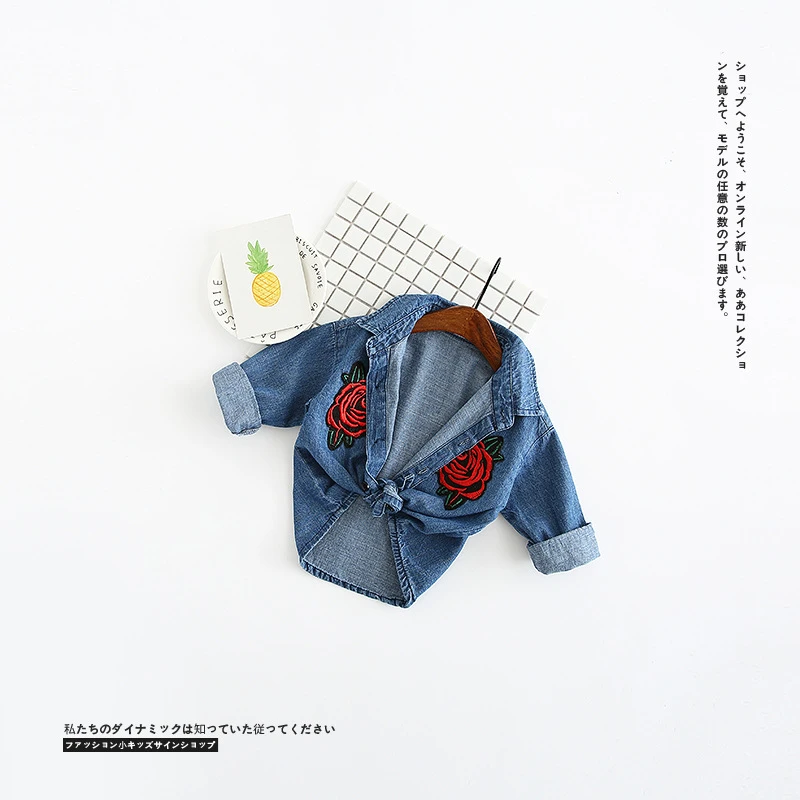 Enfants Printemps A Manches Longues Chemise En Jean Bebe Fille Jean Blouses Vetements Automne Mode Bebe Filles Broderie Rose Fleur Chemise Aliexpress