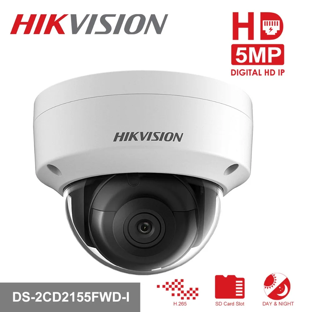 

Hikvision5MP Original English Version Network Dome Camera DS-2CD2155FWD-I Fixed Lens IP Camera H.265 Max. 2560 * 1920@30fps IK10