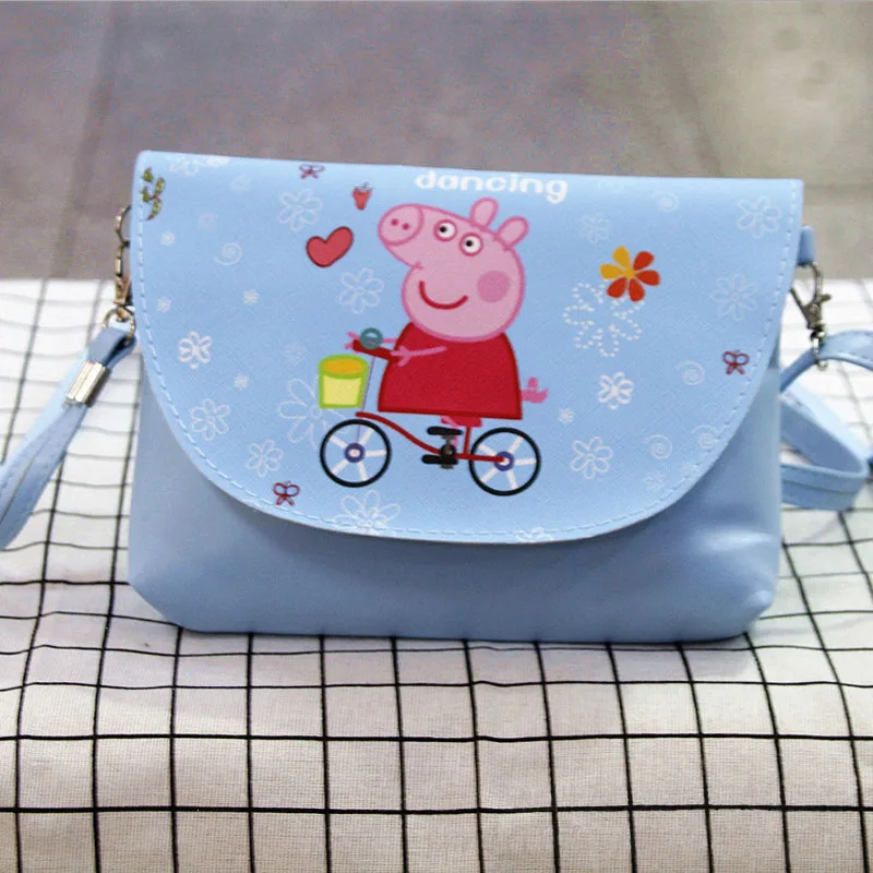 

High Quality Peppa Pig Child Purse Diagonal Package Anime Cartoon Figure Printing Flip Shoulder Bag Children School Bag Toy Gift