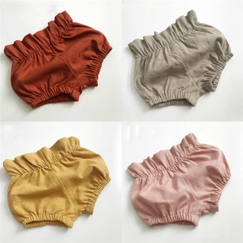

Summer Toddler Baby Girls Boys Shorts Briefs Solid Color Ruched Ruffles PP Pants Cotton Blend Infant Kids Bread Shorts 3M-3Y A25