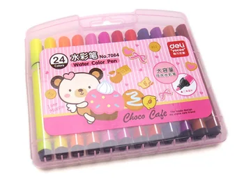 

Free shipping DELI watercolor pen 24 color box pen suit for children students graffiti art supplies