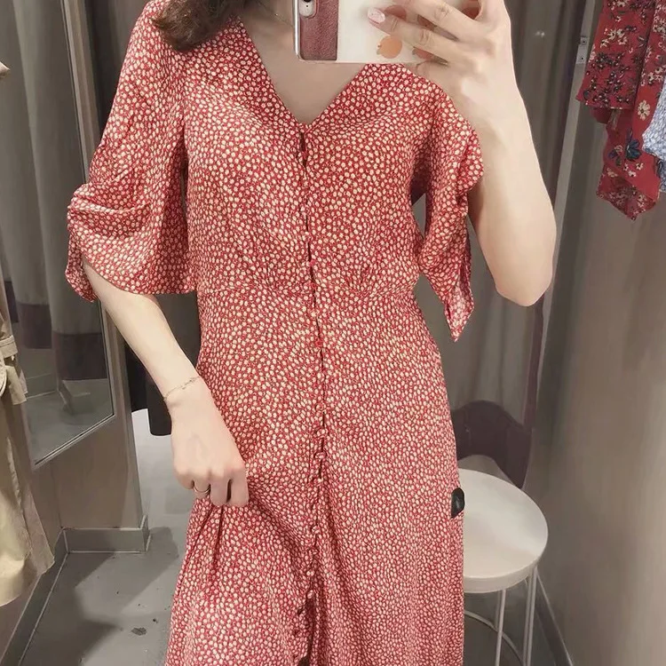 

korean women summer floral dress casual dress