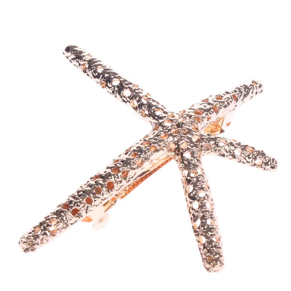 Hot Sale Fashion Women Beach Coral Starfish Hair Clip Barrette Hair Pin Bobby Pin Headwear Hair Accessories Free Shipping - Цвет: Золотой