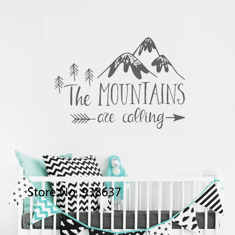 

Mountain Wall Sticker The Mountains Are Calling Decal Quote Decals Woodland Forest Nursery Wall Decal Kids Room Children ZB612