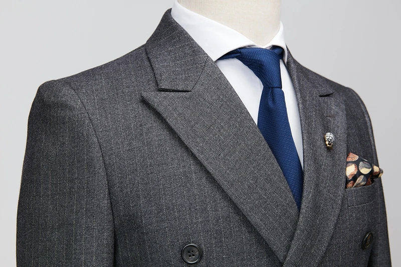 2018 Новое поступление Стиль Для мужчин высокого класса комплект для досуга Бизнес Повседневное двубортный тонкий трех частей костюм