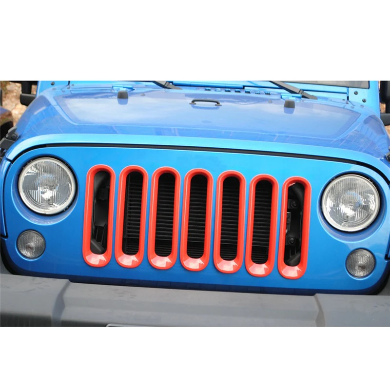 7 шт. JK накладка передняя решетка крышка вставка сетка гриль для 2007 2017 Jeep Wrangler Rubicon