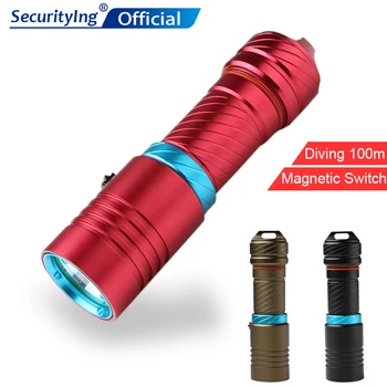 

SecurityIng Diving 100m L2 Flashlight Underwater LED Light Magnetic Switch Waterproof Flash Light Torch by 18650 or 26650