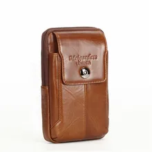 YIANG Men's Waist Bags Fanny Packs Genuine Leather Mobile Phone Bags Fashion Waist Belt Pouch 6.0 inch Travel Bags Phone Pouch