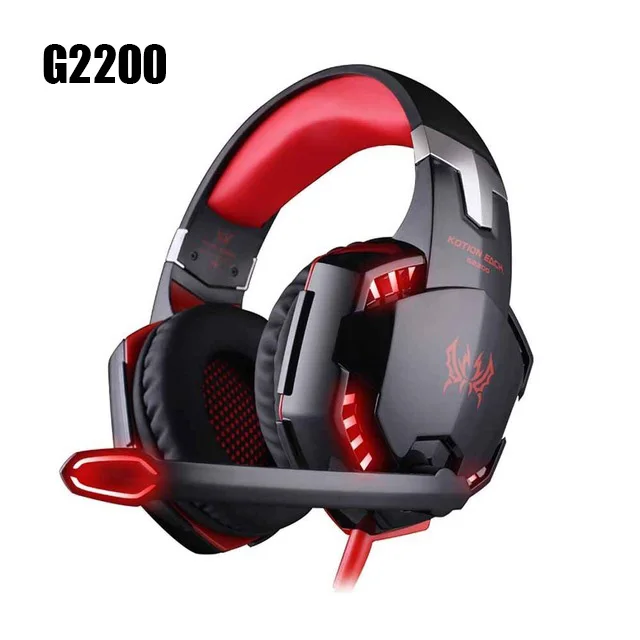 KOTION каждая серия игровая гарнитура G2000/G2100/G2200/G4000/G9000 глубокий бас стерео наушники с микрофоном 2,2 м проводные наушники для ПК - Цвет: G2200 Red