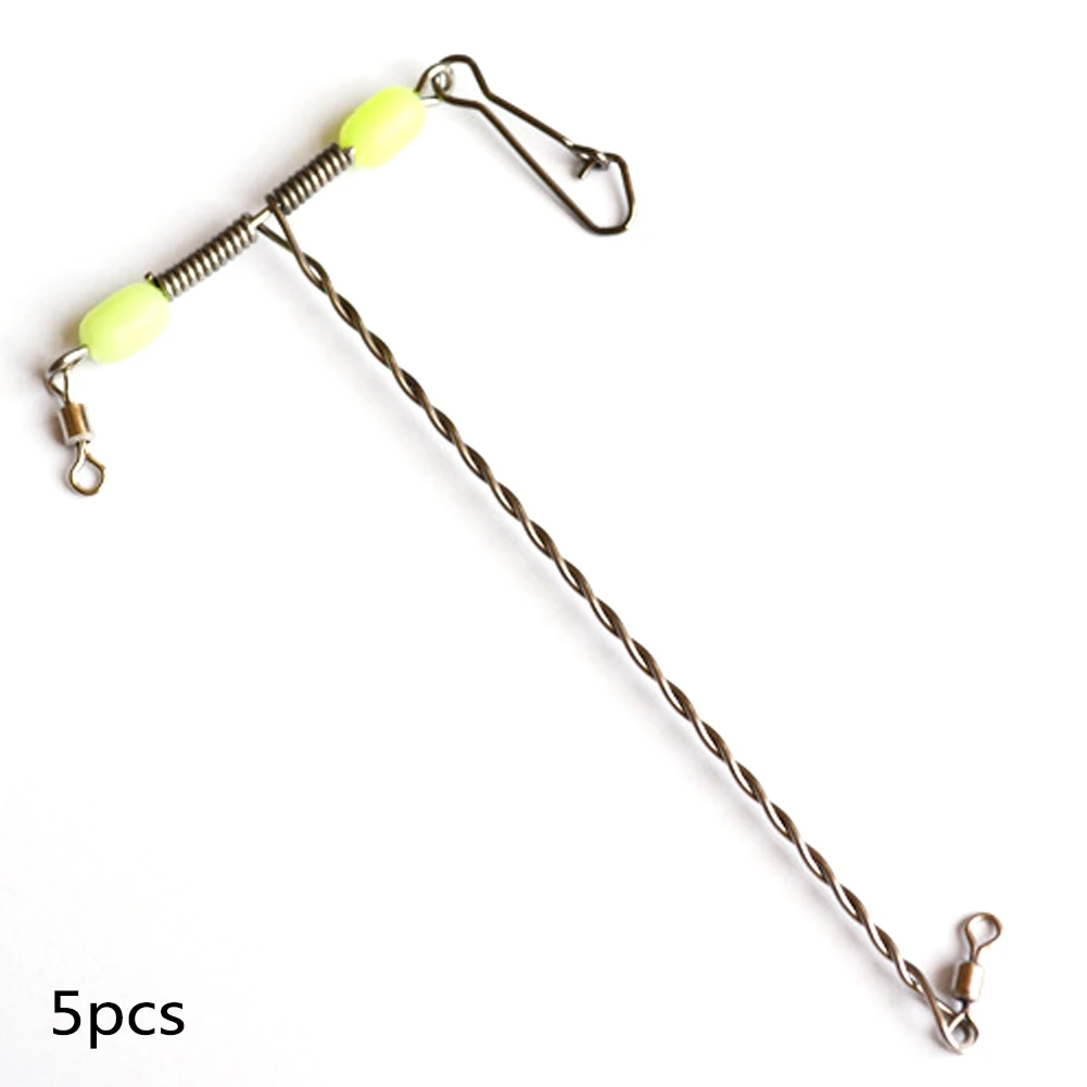 

New 5Pcs/set Fishing Tools Stainless Steel Luminous Beads Balance with Swivel and Snap T-shape Fishing Accessories