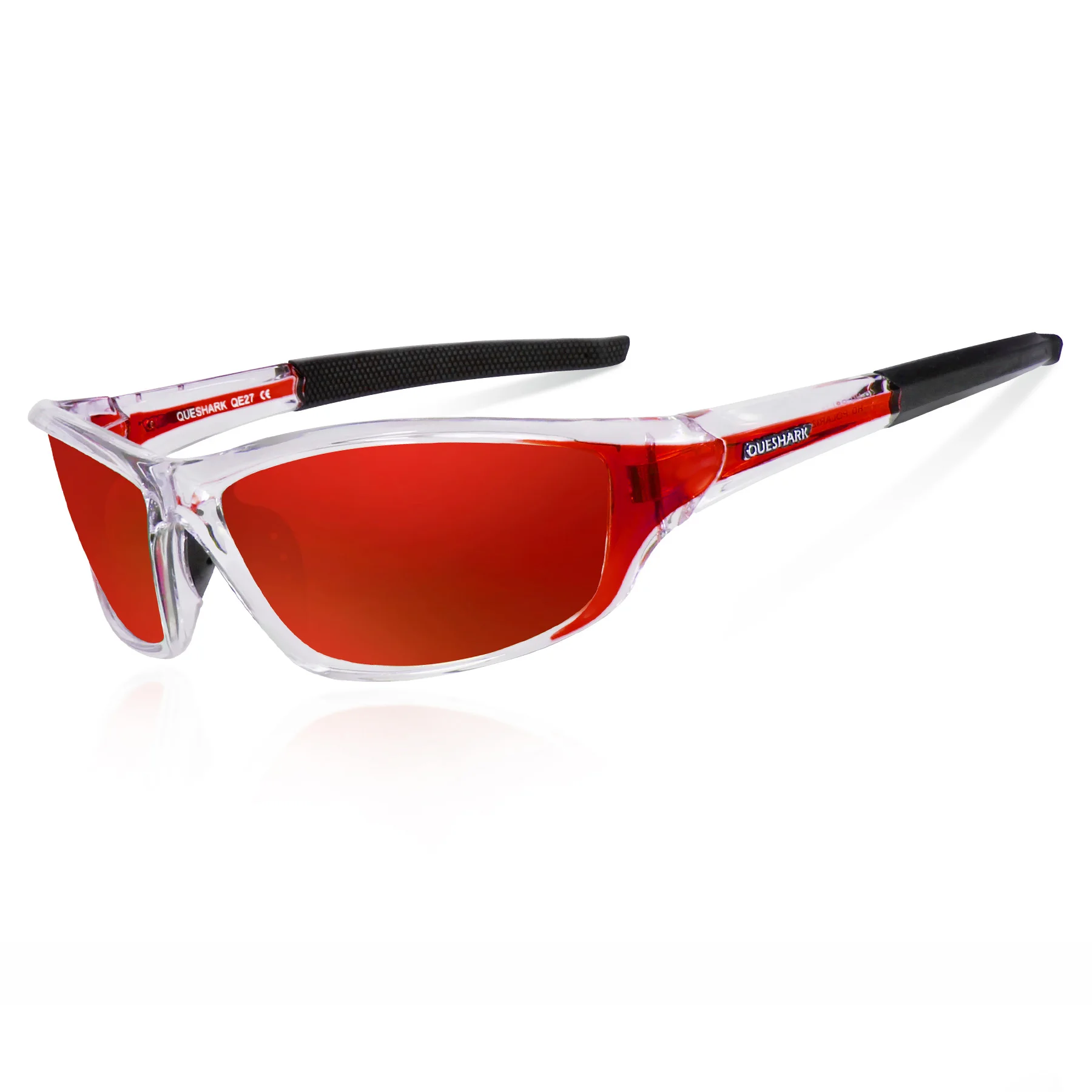 Queshark TR90, прозрачная оправа, велосипедные солнцезащитные очки, походные, походные, для рыбалки, очки для шоссейных, дорожных, велосипедных, MTB, для верховой езды, велосипедные очки - Цвет: Red