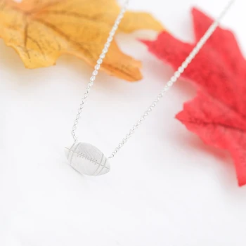 

ACEBFEET New Fashion American Football Pendants Necklace Charms Women Rose Gold Silver Metal Clavicle Ball Chain Jewelry Gifts