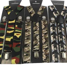 Новая мода 2,5 см ширина Новые мужские и женские унисекс клип-на камуфляж подтяжки Эластичные подтяжки камуфляж