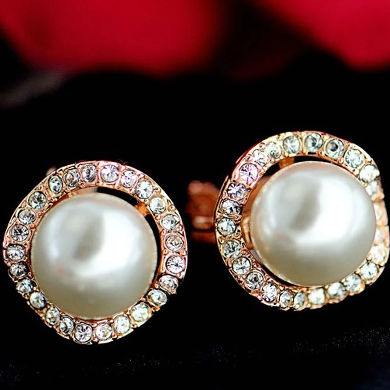 Не проколотые клипсы для ушей невесты серьги с жемчужинами кристаллами золотого
