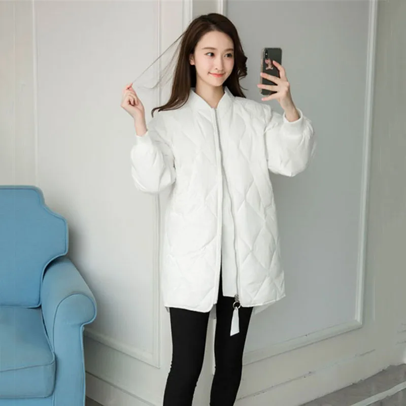 

2019 Winter Long Ladies Down Jacket Ultra Light White Duck Down Jacket Oversized White Puffer Jacket Slim Winter Parker Coat 259
