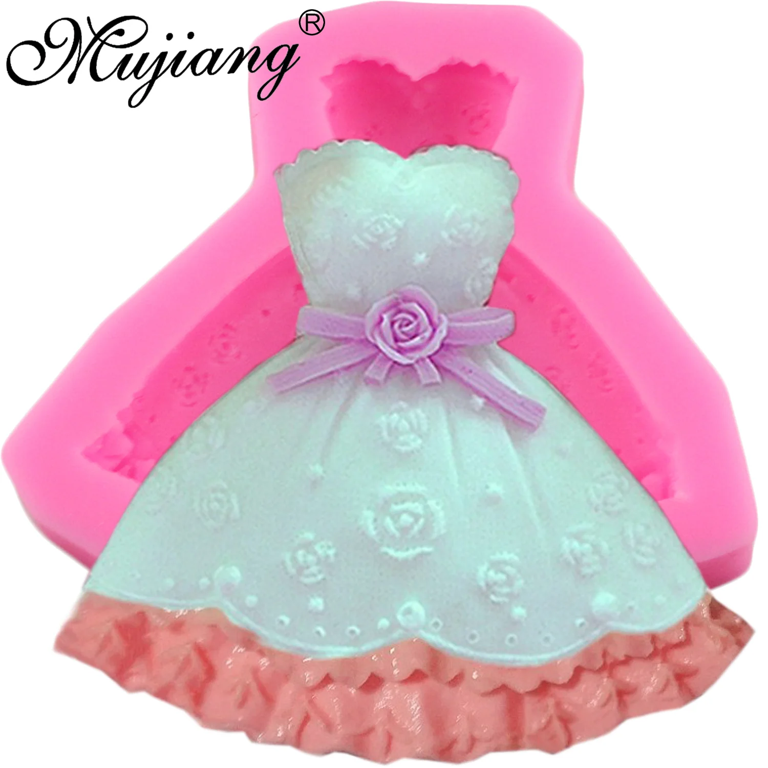 

Mujiang Wedding Dress Silicone Mold 3D Fondant Cake Decorating Tools Sugarcraft Cupcake Chocolate Baking Mould Soap Clay Molds