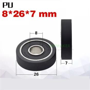 

10pcs 8*26*7mm 608 bearing wrapped pulley, PU soft rubber pulley, drawer/booth mute pulley