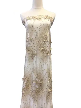 

Small flower strips must be embroidered beads hot drilling 5 yards non-lace nylon lace French mesh gauze skirts