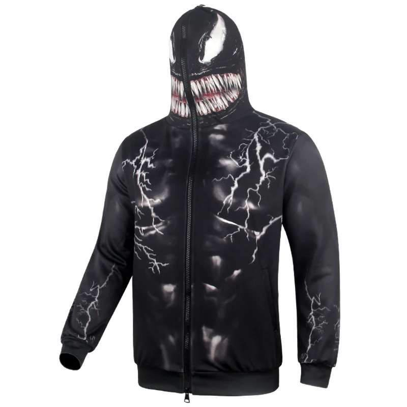 Для мужчин Для женщин мягкая искусственная кожа мотоциклетная куртка Косплэй костюм Venom Том Харди Толстовки с капюшоном Кофты на молнии карнавальный костюм в рождественском стиле Вечерние опора
