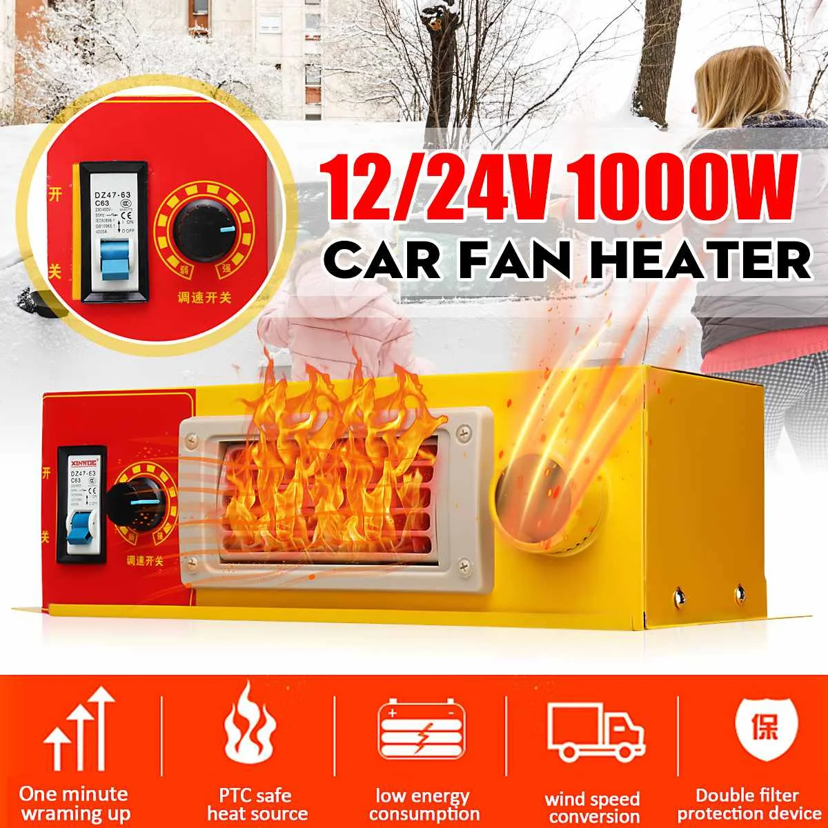 

12/24V Car Windscreen Electric Heater Fan Winter Heating Warmer Truck Defroster Instant Warming up Drop Ship DIY Car Accessories