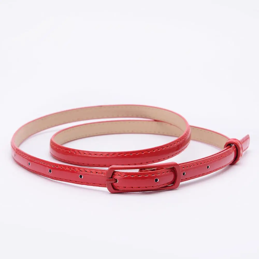 Карамельный цвет женский ремень тонкий Pu женский кожаный пояс поясные ремни для женщин платье ремень cinturon mujer ceinture femme cinto - Цвет: Красный