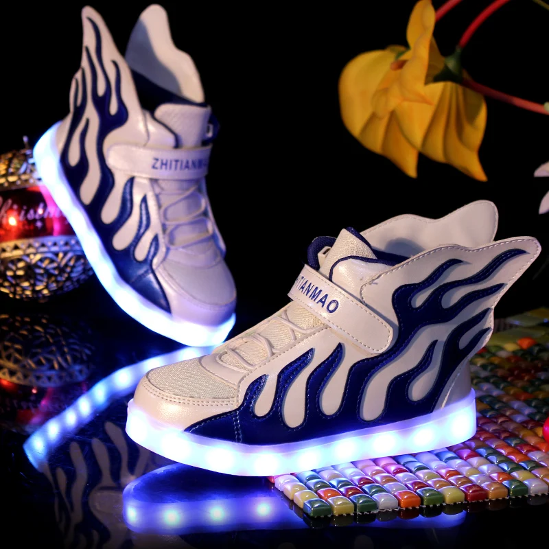 

Boy Girl Glowing sneakers Angel Wings Luminous LED Light Shoes Baby Boys Casual Led Shoes Children Sneakers Light up size 25-37
