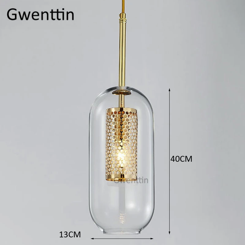 Подвесной светильник из золотого стекла в скандинавском стиле, современный светодиодный подвесной светильник для столовой, спальни, лофт, промышленный светильник, декоративный светильник