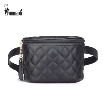 

FUNMARDI Brand Quilted Leather Waist Packs Luxury Women Waist Bags Star Style Leather Bag Small Fashion Women Bag New WLHB1728