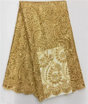 

Latest African French net Lace Fabric with sequins,High Quality African Embroidered guipure lace /mesh tulle Lace Fabric 165dfd9