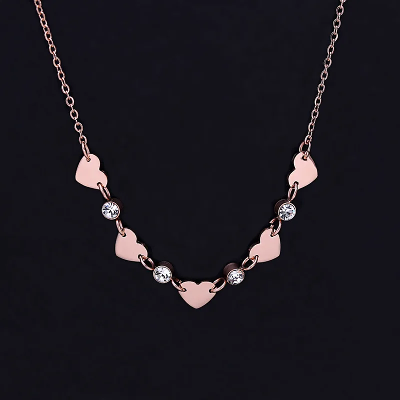 Titanium Stainless Multi Heart Pendant Necklace Classic Design Noble