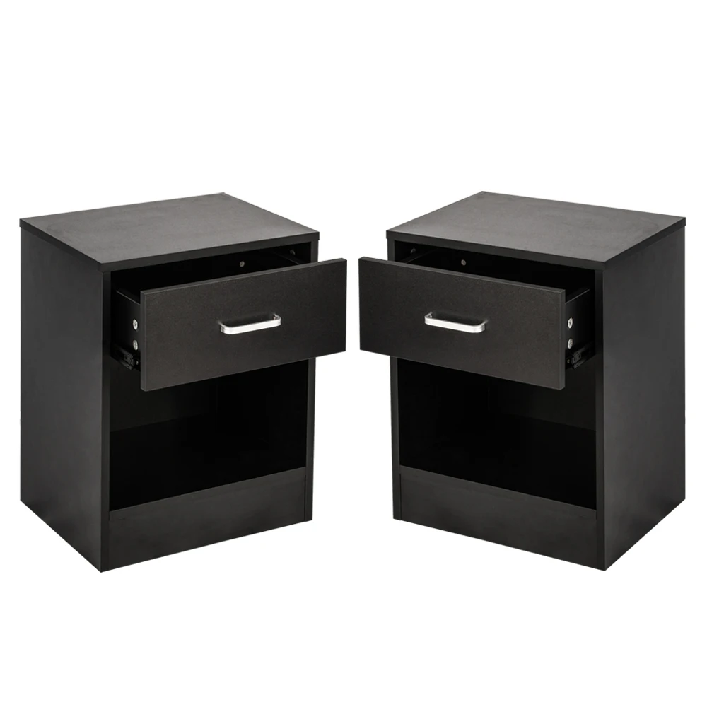 2pcs Night Stand With Drawer Bedside End Table Black Modern Organizer Bedroom Furniture Density Board Nightstand 2pcs Night Stand With Drawer Bedside End Table Black Modern Organizer Bedroom Furniture Density Board Nightstand