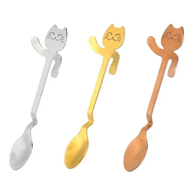 

Cute Mini Cute Cat Coffee Spoon Stainless Steel Stirring Spoon Teaspoon Tea Spoon Dessert Spoon Long Handle Tableware