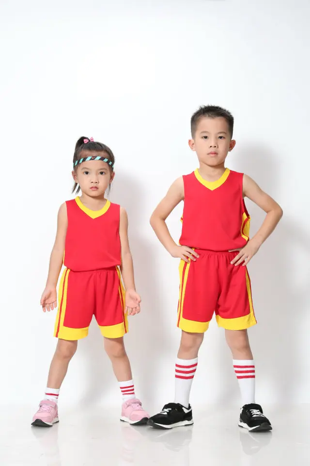 Детские баскетбольные комплекты из Джерси, комплекты униформы, детская спортивная одежда для мальчиков и девочек, дышащие Молодежные тренировочные баскетбольные майки, шорты - Цвет: red