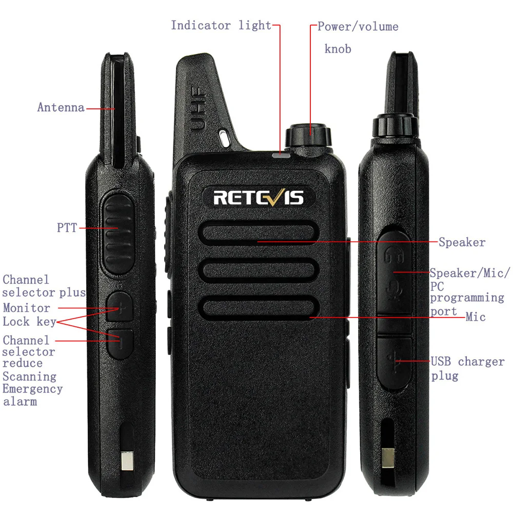 2 шт. Retevis Walkie Talkie RT22 ручной домофон 400-480 мГц 2 Вт 16 Каналы VOX PTT гражданских два -передающие ЕС США Plug