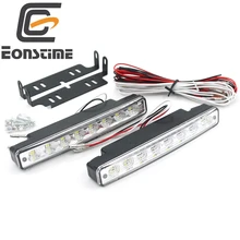 Eonstime белые универсальные отражатели 2 шт мощностью 12V для автомобилей, 8 LED огней, DRL вождения освещают днем, LED Light Head Lamp Super + выключает световые особенности
