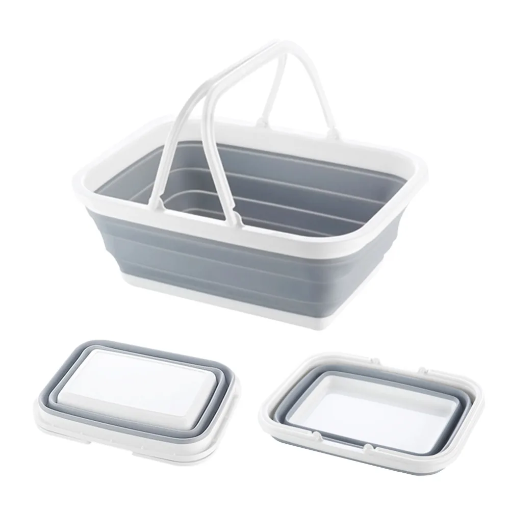 

Folding Shopping Basket Laundry Basket Snacks Fruit Vegetable Foldable Silicone Basket Home Storage & Organization Eco-Friendly