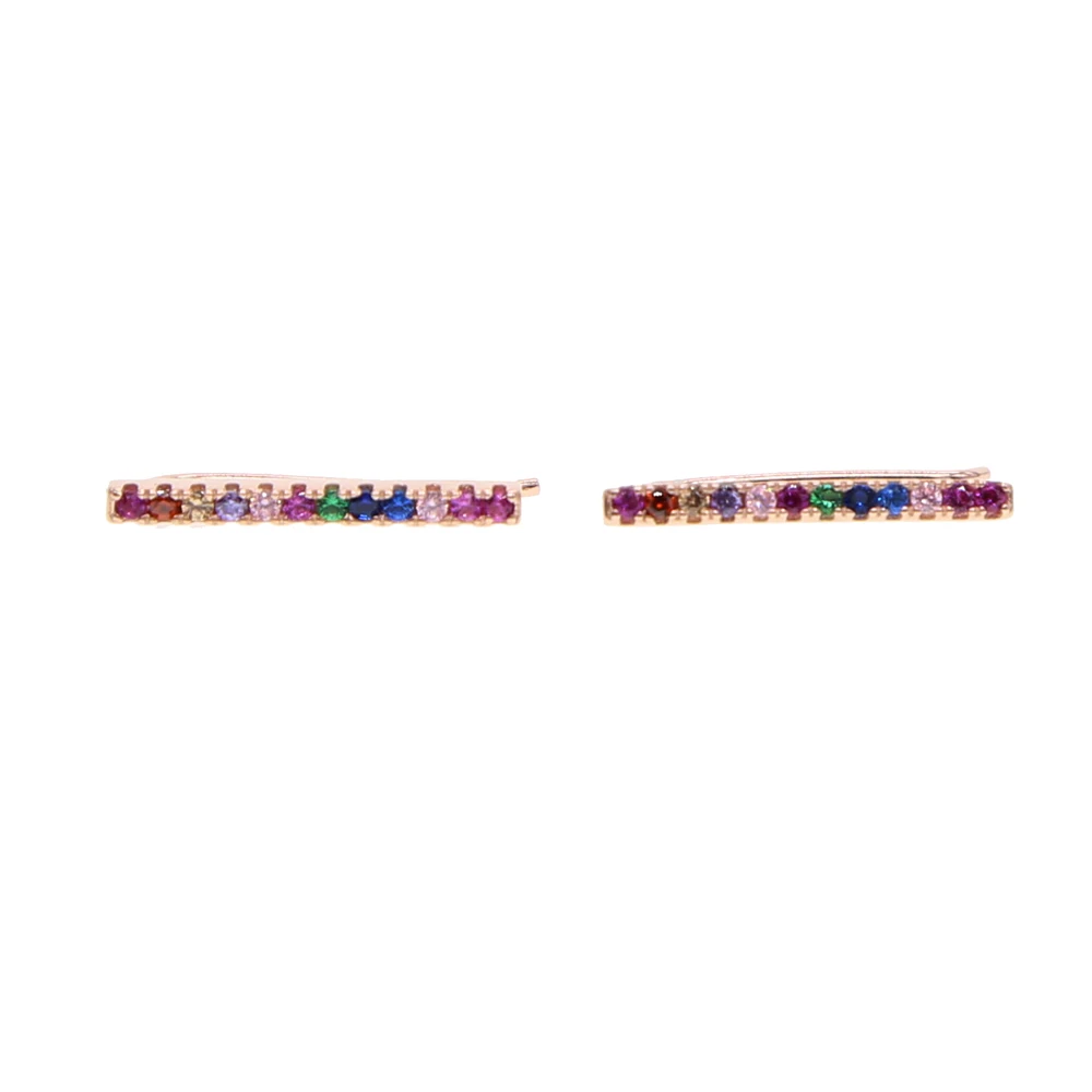 2018 Women Hot Sale Silver Earings Brincos Multi Layer Rainbow Color Cz Bar Long Ear Wire 925 Fashion Mix Climber Earring (2)