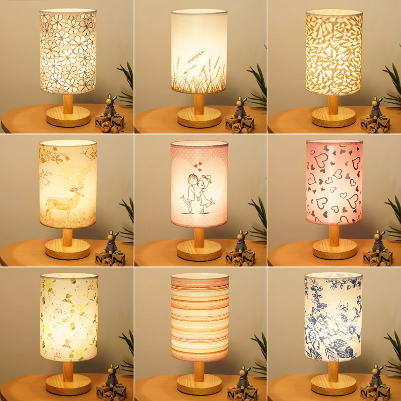 Creative Simple Romantic Log warm table lamps for living room Led Bed