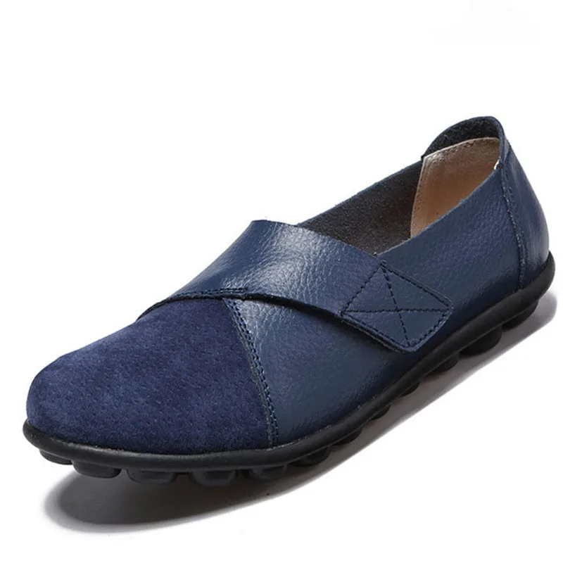 TIMETANG/ водонепроницаемые мокасины; Женская Весенняя обувь на плоской подошве; повседневная обувь из натуральной кожи; коллекция года; модная однотонная женская обувь на застежке-липучке; e536 - Цвет: Dark Blue